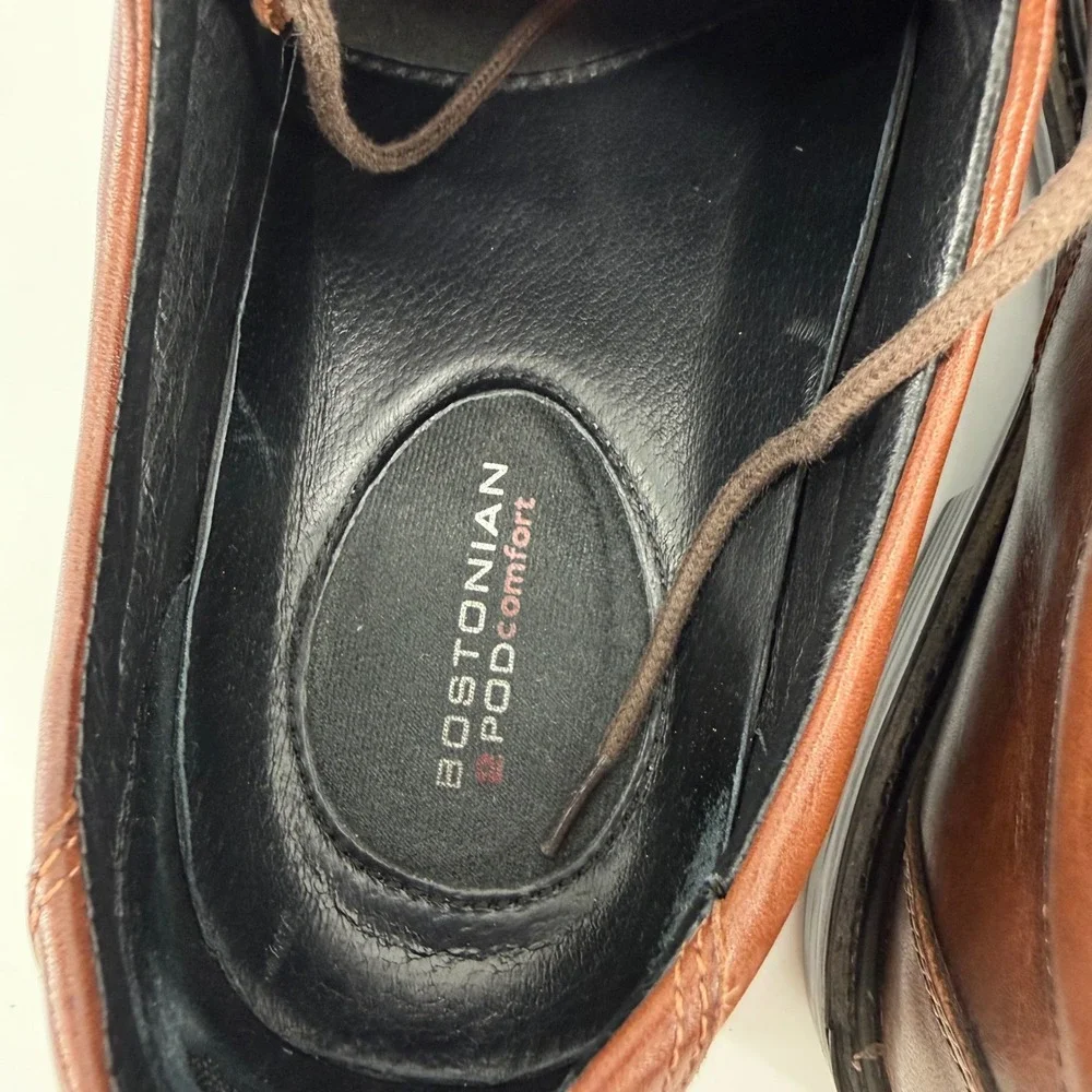 Bostonian Leather Square Toe Lace Up Dress Shoes Mens Size 10.5 M Brown